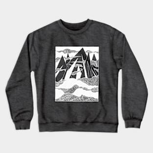 Mountain landscape - Chalkboard style, outdoors, adventure Crewneck Sweatshirt